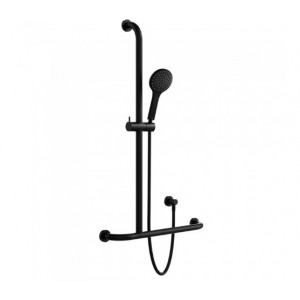 Hustle Care Matte Black Inverted T Rail Shower, Left-Hand